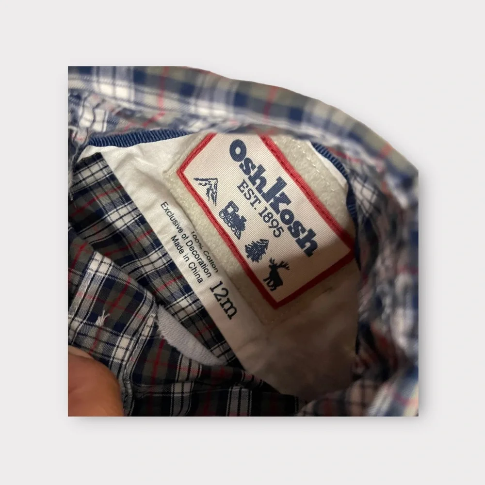 Oshkosh Holiday Plaid Button Up Onesie